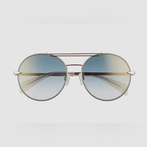 RARE Rag & Bone NWT 59mm Round Metal Aviator Sunglasses Blue Mirror